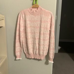 🌸5/$15🌸 ELLE Women's coquette bow Heart Script Mock Neck Sweater size s